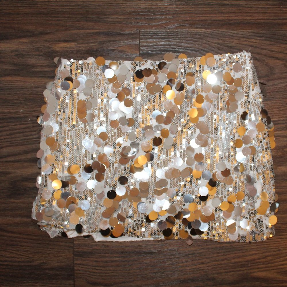 Silver Sequin Mini Skirt